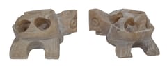 Stone Miniature Statue Tortoise Turtle Pair: Lattice Design Mesh Cutwork Set Of 2 Figurines (12642C)