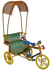 Iron Tuk Tuk Rickshaw Showpiece: Colorful Wire Handicraft Rustic Decor Gift (12641B)