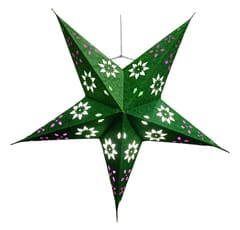 Green Paper Star: Hanging Lantern With Cutwork Design For Christmas New Year Celebration Party Decoration (chst16)