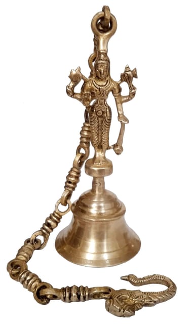 Brass Hanging Bell Lord Vishnu: Antique Design Heavy Temple Bell with Deep Sound (12257)