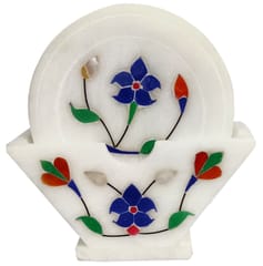 Gemstone Inlay Marble Coasters (Set Of 6): Flower Garden (12113)