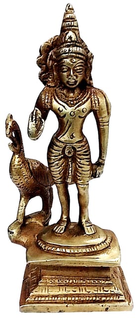 Brass Statue Lord Murugan Karthikeya: Skanda, Kumara, Subrahmanya Idol (11229A)
