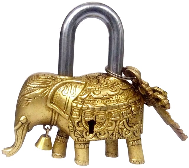 Brass Padlock 'Royal Elephant': Antique Design Collectible Lock (11792)