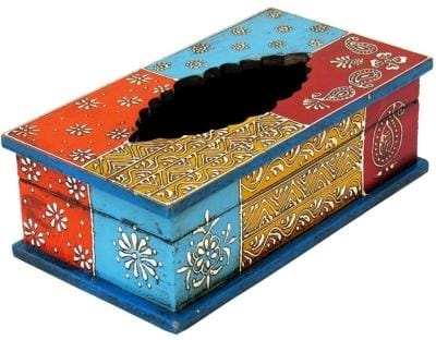 Painted Wooden Tissue Box (Multicolor) tb03