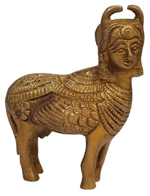 Brass Idol Kamdhenu Wishing Cow: Collectible Statue For Home Temple (10019)