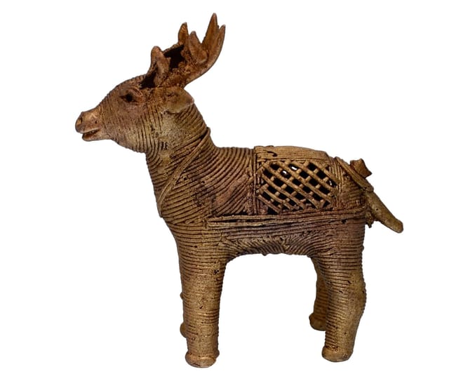 Dhokra Art Deer Metal Statue With Feng Shui Vastu Significance (10704)