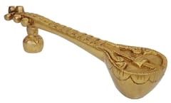 Brass Door Handle Sitar: Indian Classical Musical Instrument Design Grip For Door, Window Or Cupboard (10814)
