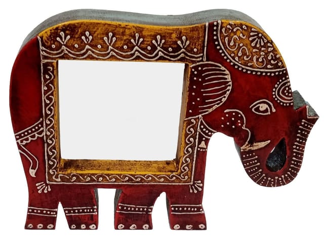 Artistic Photoframe Wooden Elephant Shaped for 4x4 inch photo size Unique Indian souvenir (10988)
