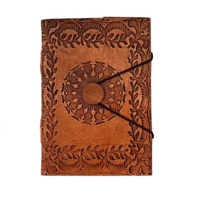 Leather Journal (Diary Notebook) 'Center Of The Universe': Naturally Treated Paper In Leather Cover For Corporate Gift or Personal Memoir (11105)