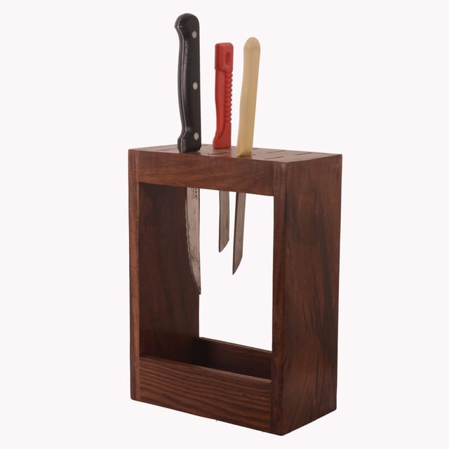 Wooden Knife Block Stand Holder Safe Cutlery Storage Organiser: 10 Slots (11056)
