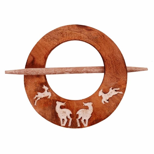 Wooden Curtain Holder Tie Back Drape Clips 'Flying Deers': Set Of 2 (11148)