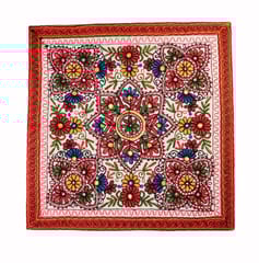 Cotton Tapestry 'Valley Of Flowers': Vintage Embroidery Table Cover Or Wall Hanging (11361)