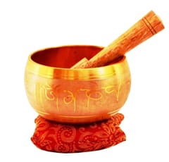 Bell Metal Singing Bowl: Tibetan Buddhist  Musical Instrument Set For Meditation, 4 inches (11317)