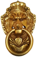 Brass Door Knocker: Antique Lion King Design Gate Handle (11597)