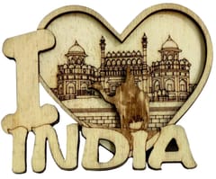 Wooden Fridge Magnet: I Love India (11667)