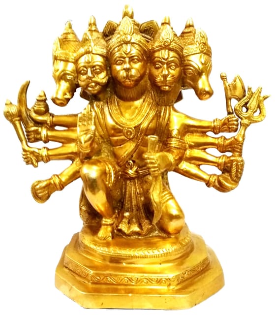 Brass Idol Lord Hanuman in Panchmukhi Avatar (10390A)