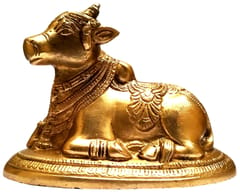 Brass Idol Nandi: Siva Parvati Mount Bull Statue (11783)