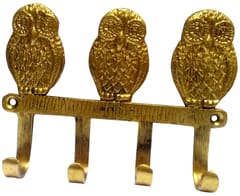 Brass Wall Hooks 'Three Wise Owls': Vintage Design Decorative