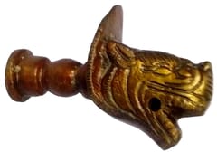 Brass Knob 'Jungle King': Lion Design Small Pull Handle in Antique Finish (11795)