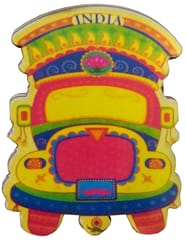 Wooden Fridge Magnet: Colorful Truck, King of Indian Roads (11956)