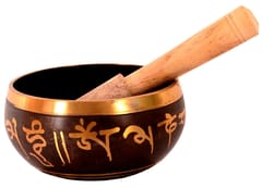 Bell Metal Singing Bowl: Handmade Tibetan Buddhist Musical Instrument for Meditation, 4 inches (11079A)