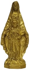 Rare Miniature Brass Mother Mary & Jesus Christ: Unique Collectible Gold Finish Statue (12150)