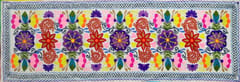 Cotton Tapestry 'Fireworks': Vintage Embroidery Table Runner or Wall Hanging (12234)