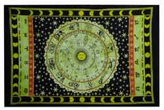 Cotton Wall Poster Zodiac SIgns: Bohemian Wall Hanging Tapestry (20070)