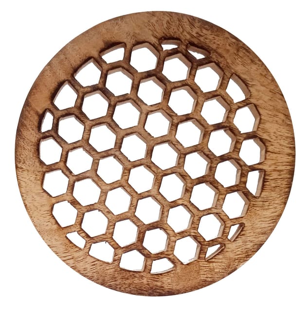 Wooden Trivet 'Honey Comb': Coaster Hot Pad Mat or Wall Hanging, 6 Inches (12049A)