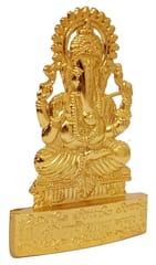 Metal Idol Ganesha: Golden Statue for Home Temple or Car Dashboard (12281)
