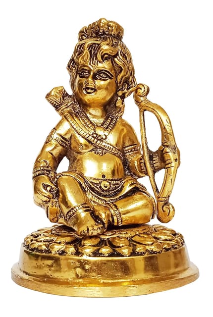 Metal Statue Balgopal Krishna with Shiva Dhanush: Rare Krishn Idol (12266)