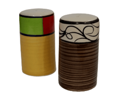 Ceramic Salt And Pepper Shaker Set: Ethnic Pattern (12367B)