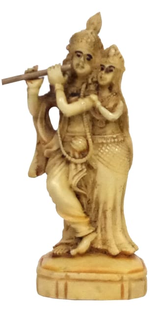 Resin Idol Radha Krishna: Stone Finish Statue Pure Divine Couple (12399)