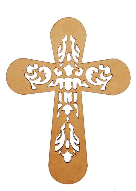 Wooden Laser Cut Wall Hanging: Jesus Cross, Unfinished (12385)