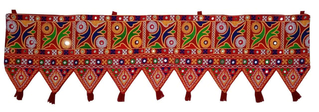 Cotton Bandhanwar (Bandharwal Toran) 'Pure Joy': Door Hanging Window Valance Tapestry; Ethnic Indian Decor (12447C)