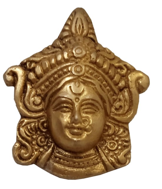 Brass Idol Goddess Durga: Wall Hanging Small Plaque (12432)