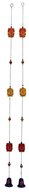 Wall Hanging With Ganesha & Bells (Set Of 2): Unique Wall Decor For Good Luck & Positive Energy (12463A)