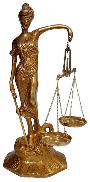 Brass Statue Lady Of Justice, Roman Goddess Justitia: Universal Symbol Of Equality & Fairness (12537)