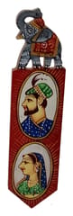 Wooden Bookmark Paper Holder King Queen: Hand Carved & Painted Souvenir For Book Lovers; Indian Gift (11442D)