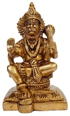 Brass Idol Ashirwad Hanuman: Blessing Bajrangbali Statue For Home Temple (12646)