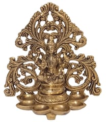 Brass Idol Lakshmi With 6 Diyas Deepak (Kuthu Vilakku): Royal Design Welcome Decoration Oil Lamp Statue (12506A)
