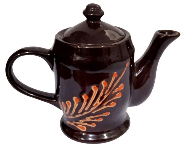 Ceramic Kettle In Rustic Studio Pottery: Artisan Handmade Glazed Tea Coffee Pot (10755B)