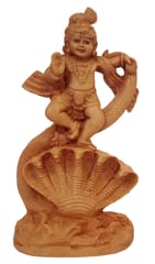 Resin Idol Bala Gopal Krishna Dancing On Kaliya Nag Snake: Decorative Statue Symbolising Victory Of Good Over Evil (12663)