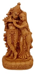 Resin Idol Radha Krishna Raasleela: Decorative Statue In Wood Finish For Decoration Or Home Temple, Medium (12662B)