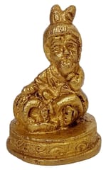Brass Statue Lord Krishna Makhan Chor: Mini Idol For Home Temple (11430A)