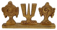 Brass Idol Tirupathi Balaji Shankh Chakra Tilak: Padmanabha Swami Venkateswara Vishnu Decor Statue, Small (12088A)