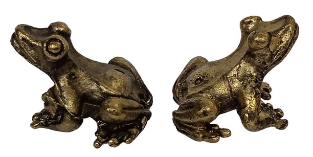 Metal Miniature Statue Frog Pair: Collectible Set Of 2 Figurines (11235F)