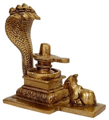Brass Idol Shivaling On Sheshnag And Nandi: Collectible Statue Home Temple Or Decoration (12648)