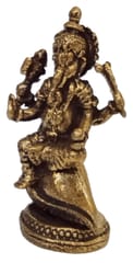 Rare Miniature Brass Idol Ganesha On Conch Shankha: Collectible Statue With Fine Workmanship (12698E)
