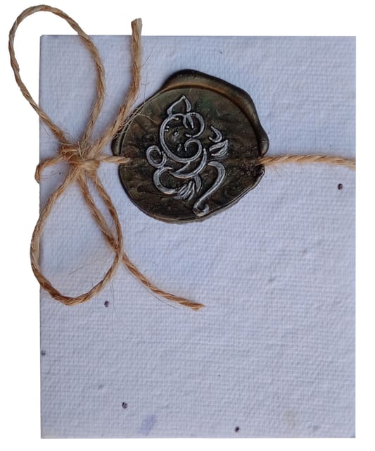 Plantable Seed Paper Gift Cards With Vintage Wax Stamp 'Ganesha': Pack Of 5 Eco Friendly Bio-degradable Cards, Small (12692C)
